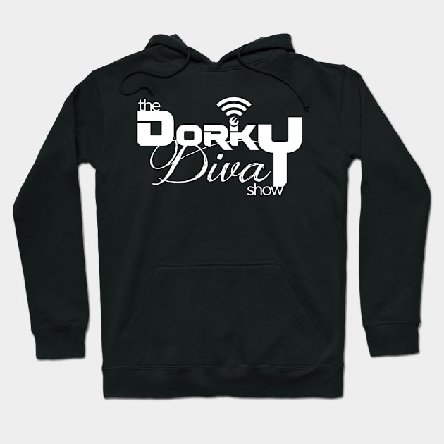 The Dorky Diva Show- White Logo Hoodie by The Dorky Diva